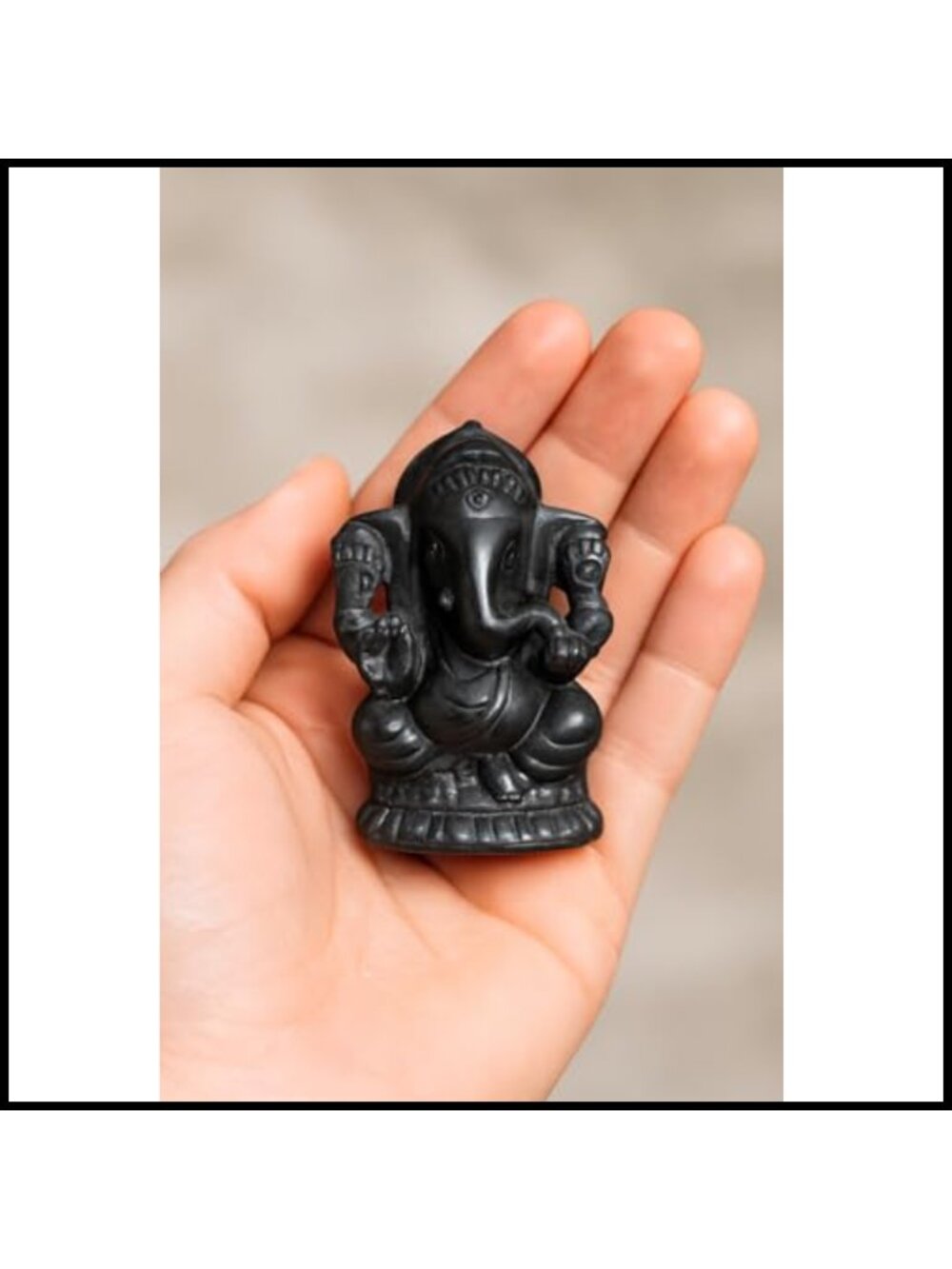 Hand-Carved Crystal Ganesha Idol Black Obsidian 7 cm Spiritual Decor Gift